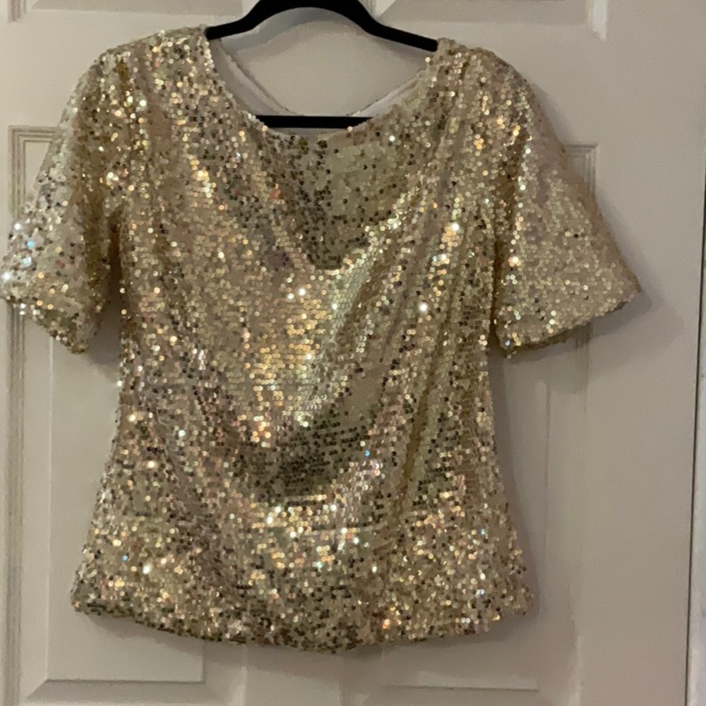 Gold, sequin shirt